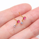 Detail View 3 of Golden Opalescent Glitter Heart Sparkle Dangle Nose Stud Ring-Pink/Aurora Borealis