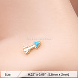 Golden Dainty Arrow L-Shaped Nose Ring-Teal