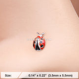 Adorable Dainty Ladybug L-Shaped Nose Ring-Red