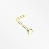 Golden Round Plate Basic Steel L-Shaped Nose Ring