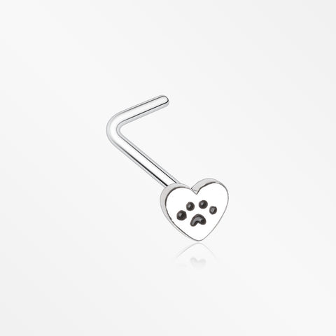 Paw in Heart Animal Lover L-Shaped Nose Ring