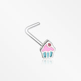 Sweet Lil Cupcake L-Shaped Nose Ring-Pink