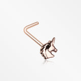 Rose Gold Unicorn Stay Magical L-Shaped Nose Ring