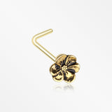 Golden Anemone Flower L-Shaped Nose Ring