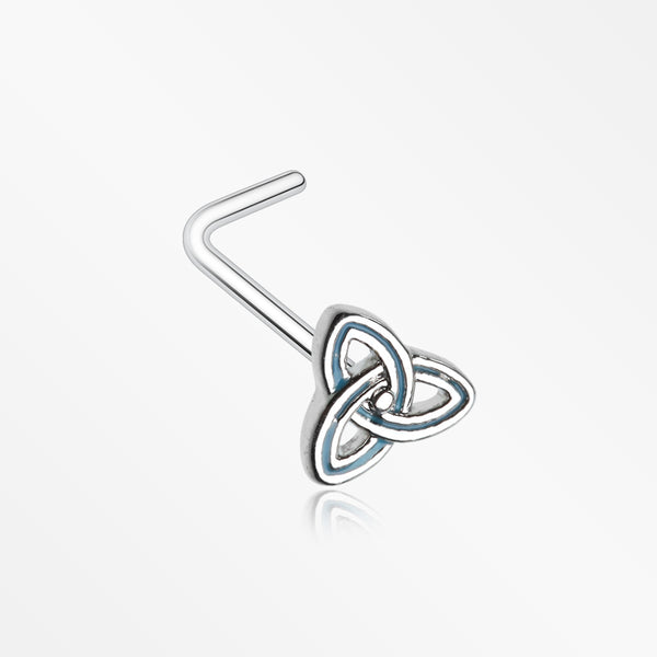 Triquetra Trinity Knot L-Shaped Nose Ring-Teal