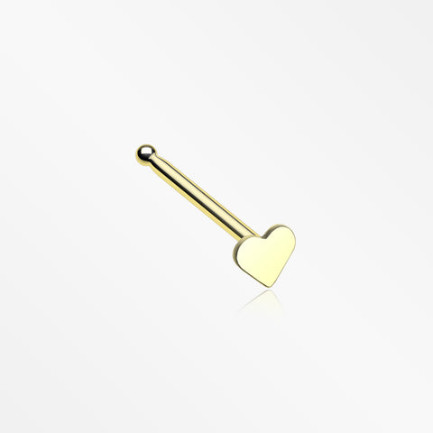 Golden Steel Heart Nose Stud Ring-Gold