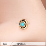 Golden Tribal Circle Turquoise L-Shaped Nose Ring-Turquoise