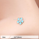 Adorable Plumbago Flower Sparkle L-Shaped Nose Ring-Clear