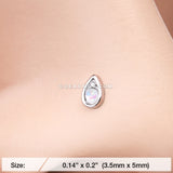 Opalescent Teardrop Sparkle L-Shaped Nose Ring-White
