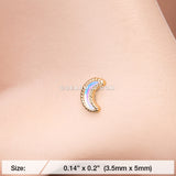 Golden Iridescent Revo Crescent Moon Sparkle L-Shaped Nose Ring