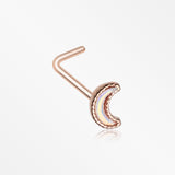 Rose Gold Iridescent Revo Crescent Moon Sparkle L-Shaped Nose Ring
