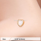 Golden Opalescent Sparkle Heart L-Shaped Nose Ring-White