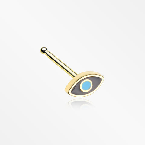 Golden Evil Eye Nose Stud Ring-Black/Teal