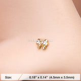Golden Dainty Bow-Tie Sparkle L-Shaped Nose Ring-Clear