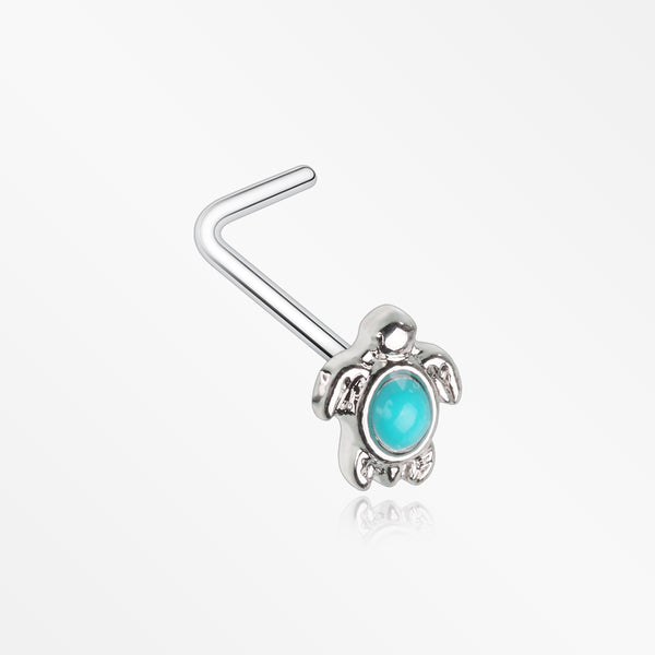 Turquoise Sea Turtle L-Shaped Nose Ring-Turquoise