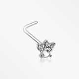 Royal Majestic Sparkle L-Shaped Nose Ring-Clear