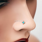 Rose Gold Vintage Turquoise Square L-Shaped Nose Ring