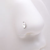 Detail View 1 of Brilliant Marquise Sparkle Prong L-Shaped Nose Ring-Clear Gem