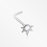 Opalescent Sparkle Starburst L-Shaped Nose Ring-White