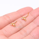 Golden Opalescent Star Sparkles L-Shaped Nose Ring-Clear Gem-Clear/White