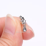 Detail View 2 of Cascading Shooting Star Sparkle Dangle L-Shaped Nose Ring-Clear Gem