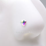 Detail View 1 of Aurora Diamond Icon Sparkle L-Shaped Nose Ring-Aurora Borealis