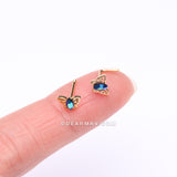 Detail View 2 of Golden Butterfly Elegance Marquise Sparkle L-Shaped Nose Ring-Black/Aurora Borealis