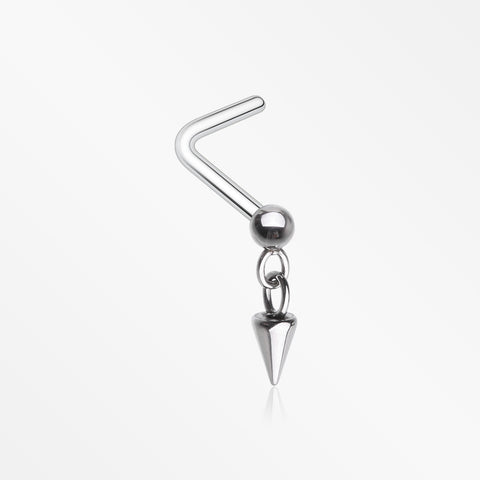 Steel Ball Dangle Chained Spike L-Shaped Nose Ring
