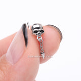 Detail View 2 of Death Skull Dangle Chained Spike L-Shaped Nose Ring