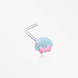 Kawaii Pop Pastel Ariel's Shell with Bow-Tie L-Shaped Nose Ring-Light Blue/Pink