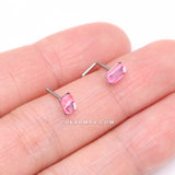 Detail View 3 of Sparkle Gem Cubic L-Shaped Nose Ring-Pink
