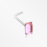 Sparkle Gem Cubic L-Shaped Nose Ring-Pink