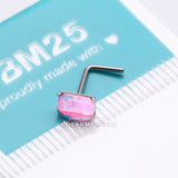 Detail View 4 of Sparkle Gem Cubic L-Shaped Nose Ring-Pink