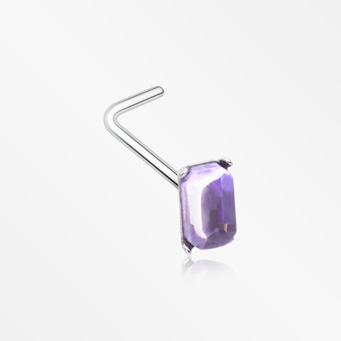 Sparkle Gem Cubic L-Shaped Nose Ring-Purple