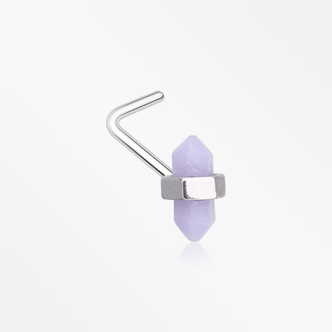 Mystic Lavender Gemstone L-Shaped Nose Ring-Purple