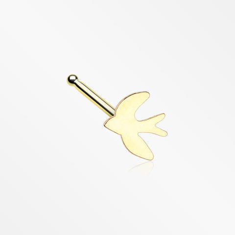 Golden Soaring Swallow Nose Stud Ring-Gold