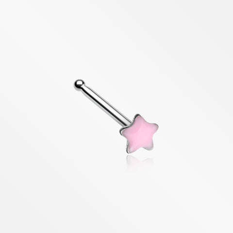 Glow in the Dark Star Nose Stud Ring-Pink
