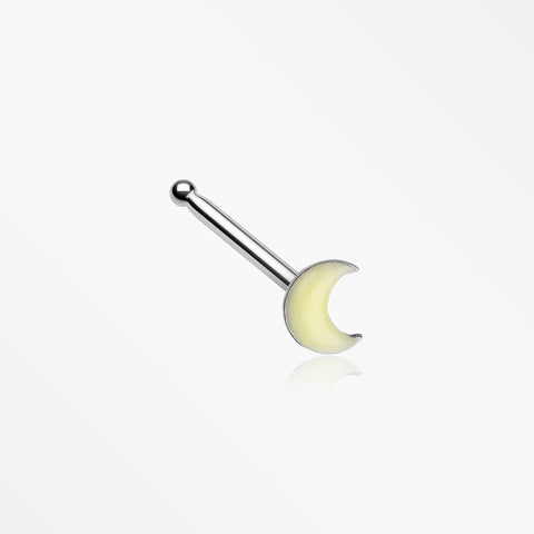 Glow in the Dark Crescent Moon Nose Stud Ring-Yellow