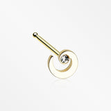 Golden Spiral Swirl Sparkle Nose Stud Ring-Clear