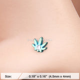 Colorline Cannabis Sparkle Nose Stud Ring-Green/Clear