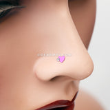 Colorline Adorable Heart Sparkle Nose Stud Ring-Purple/Clear