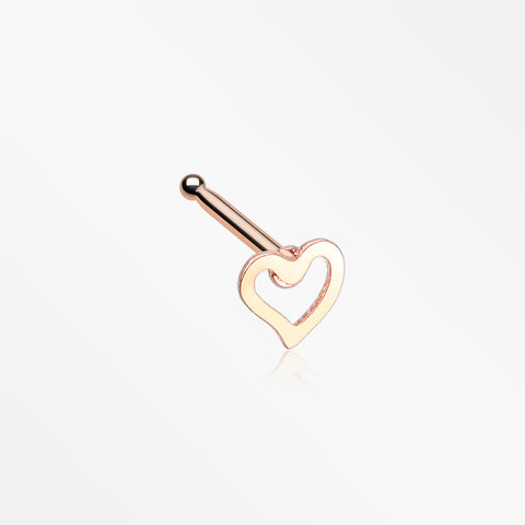Rose Gold Dainty Heart Icon Nose Stud Ring-Rose Gold