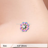 Colorline Daisy Breeze Sparkle Nose Stud Ring-Rainbow/Clear