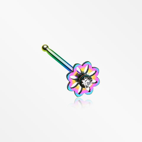 Colorline Daisy Breeze Sparkle Nose Stud Ring-Rainbow/Clear