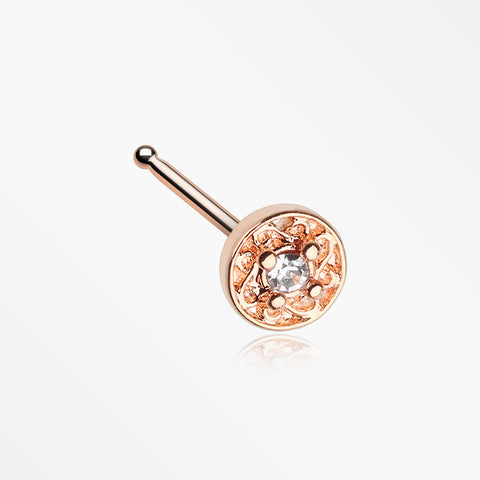 Rose Gold Swirlesque Sparkle Gem Nose Stud Ring-Clear
