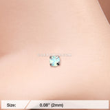Opalite Sparkle Prong Set Nose Stud Ring-Pacific Opal