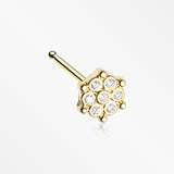 Golden Snowflake Extravagant Sparkle Nose Stud Ring-Clear