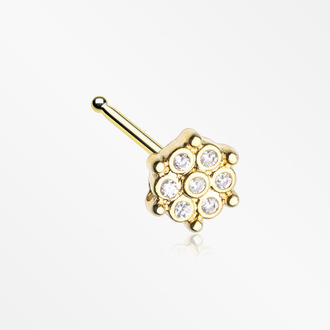 Golden Snowflake Extravagant Sparkle Nose Stud Ring-Clear