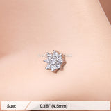 Gleaming Sparkle Flower Nose Stud Ring-Clear