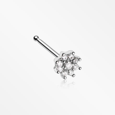 Gleaming Sparkle Flower Nose Stud Ring-Clear